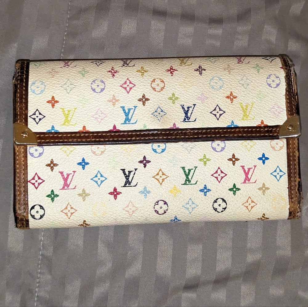 LV White Multicolor murakami wallet